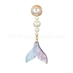 Shell Pearl & Cellulose Acetate(Resin) Dangle Stud Earrings&nbsp;EJEW-TA00279