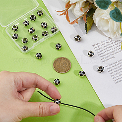 20Pcs Alloy Black Enamel Sport Ball European Beads&nbsp;ENAM-HS0001-02
