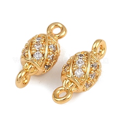 Brass Micro Pave Clear Cubic Zirconia Connector Charms&nbsp;KK-F910-22G
