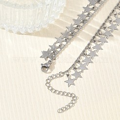 304 Stainless Steel Star Tassel Necklaces for Women&nbsp;NJEW-D328-04P