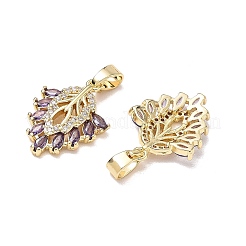 Brass Micro Pave Cubic Zirconia Pendants&nbsp;CU-CBA3371-06G-E