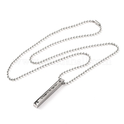 Non-Tarnish 304 Stainless Steel Ball Chain Rectangle Pendant Necklaces&nbsp;NJEW-K273-05P