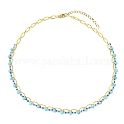 Dyed Faceted Round Natural Magnesite and Glass Seed Beaded Necklaces&nbsp;NJEW-MZ00155