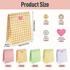 20Pcs 5 Colors Rectangle with Tartan Pattern Paper Bags&nbsp;CARB-TA0001-16