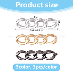 9Pcs 3 Colors Oval Link Chain Alloy Adjustable Jean Button Pins&nbsp;FIND-DC0007-87