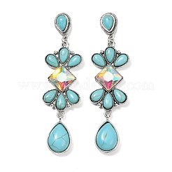 Alloy Synthetic Turquoise Dangle Stud Earrings&nbsp;LS-EJEW-U053-05AS