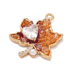 Autumn Brass Micro Pave Clear Cubic Zirconia Pendants&nbsp;KK-G556-10G