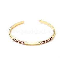 Medium Violet Red Cubic Zirconia Open Cuff Bangle&nbsp;BJEW-J165-09G