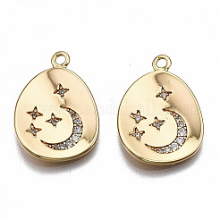 Brass Micro Pave Clear Cubic Zirconia Pendants&nbsp;KK-T063-73G-NF