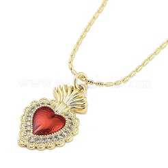 Brass Micro Pave Clear Cubic Zirconia Pendant Necklaces&nbsp;LS-NJEW-Z035-04C-G