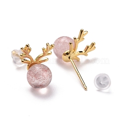 925 Sterling Silver Antlers Stud Earrings&nbsp;EJEW-M204-02G