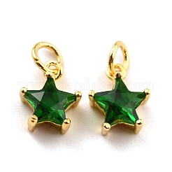 Brass Cubic Zirconia Charms&nbsp;KK-A156-05G-RS