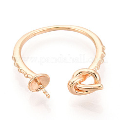 Twist Knot Brass Cuff Ring Settings&nbsp;KK-T076-38G