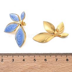 Leaf 304 Stainless Steel Enamel Stud Earrings&nbsp;SA-CBA46AF-24G