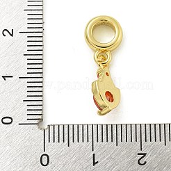 Rack Plating Brass Pave Cubic Zirconia Shield European Dangle Charms&nbsp;KK-Z067-44G-02