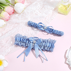2Pcs Polyester Bride Bowknot Garter Leg Ring for Women&nbsp;AJEW-HY0003-37