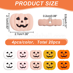 20Pcs 5 Colors Pumpkin Jack-O'-Lantern Halloween Food Grade Eco-Friendly Silicone Beads&nbsp;SIL-AR0001-10