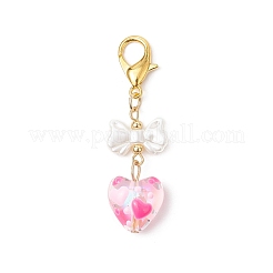 Heart Glass Enamel Pendant Decorations&nbsp;HJEW-JM03654-01