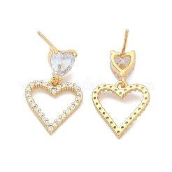 Rack Plating Brass Micro Pave Clear Cubic Zirconia Stud Earrings for Women&nbsp;EJEW-C125-02G