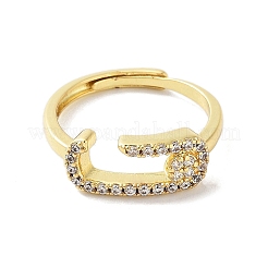 Rack Plating Brass Micro Pave Cubic Zirconia Adjustable Rings&nbsp;RJEW-D025-13G