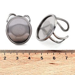 Non-Tarnish 304 Stainless Steel Cuff Pad Ring Settings&nbsp;STAS-M333-02B-P