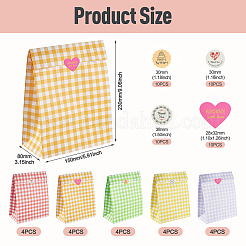 20Pcs 5 Colors Rectangle with Tartan Pattern Paper Bags&nbsp;CARB-TA0001-16