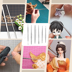 6Pcs 6 Styles Stainless Steel Polymer Clay Sculpting Detail Tool&nbsp;TOOL-FG0001-42