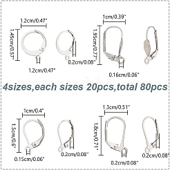 80Pcs 4 Styles 304 Stainless Steel Leverback Earring Findings&nbsp;STAS-AR0002-38
