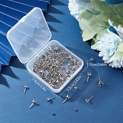 90Pcs 3 Size 304 Stainless Steel Post Stud Earring Settings&nbsp;STAS-SC0004-85