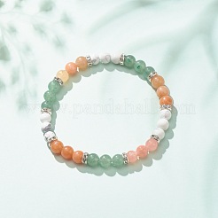 Natural Red Aventurine & Gemstone Round Beaded Bracelet for Women&nbsp;BJEW-JB08336-04