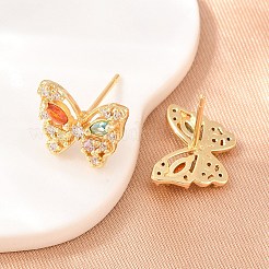 Brass Micro Pave Cubic Zirconia Stud Earrings for Women&nbsp;KK-A305-09G
