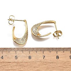 Brass Micro Pave Clear Cubic Zirconia Stud Earrings for Women&nbsp;EJEW-U056-04A-G