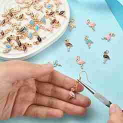 50Pcs 5 Colors Light Gold Plated Alloy Enamel Pendants&nbsp;ENAM-CJ0003-69