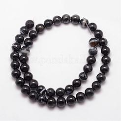Natural Black Agate Bead Strands&nbsp;G-K166-13-8mm-05