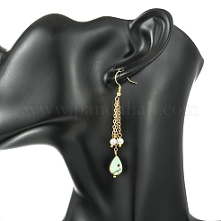 Shell Pearl & Abalone Shell/Paua Shell Dangle Earrings for Women&nbsp;EJEW-JE07328-01