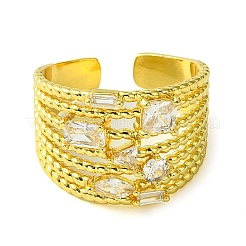 Brass Micro Pave Cubic Zirconia Open Cuff Rings&nbsp;RJEW-K256-02G