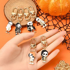 Halloween Skeleton Alloy Enamel Pendant Decoration&nbsp;HJEW-YW00033-01