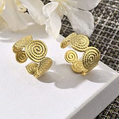 Round 304 Stainless Steel Open Cuff Rings for Women&nbsp;RJEW-M019-49G
