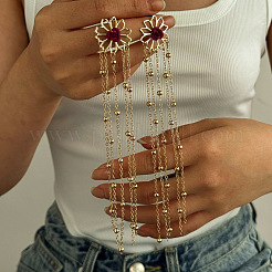 Iron Plastic Flower Tassel Stud Earrings&nbsp;FS-WG443FE-01