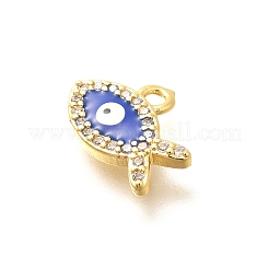 Brass Micro Pave Cubic Zirconia with Evil Eye Enamel Charms&nbsp;KK-G519-08G-01