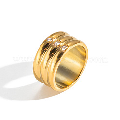 304 Stainless Steel Rhinestone Wide Band Finger Rings&nbsp;LH3089-2