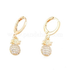 Clear Cubic Zirconia Pineapple Dangle Leverback Earrings&nbsp;EJEW-N012-99