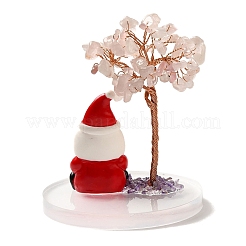 Christmas Natural Rose Quartz Chips Tree Decorations&nbsp;DJEW-K028-03E