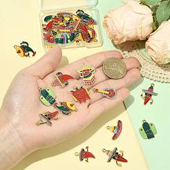 36Pcs 12 Styles Cinco De Mayo Theme Alloy Enamel Pendants&nbsp;ENAM-FS0004-37