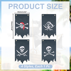 4Pcs Polyester Halloween Pirate Skull Flag Banner Double Sided Indoor Outdoor Decoration&nbsp;AJEW-WR0003-45