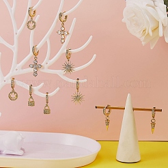 Clear Cubic Zirconia Cone Drop Huggie Hoop Earrings&nbsp;EJEW-SW00005-09
