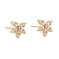 4 Pairs 2 Style Brass Micro Pave Clear Cubic Zirconia Stud Earring Findings&nbsp;KK-ZZ0001-06