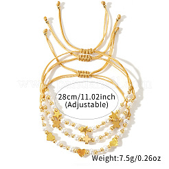 3Pcs Cross Adjustable Plastic Imitation Pearl Braided Bead Bracelets for Women&nbsp;OW3783-4