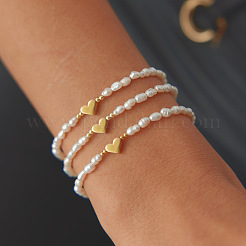 3Pcs Synthetic Non-magnetic Hematite & Imitation Pearl Beaded Stretch Bracelet Sets for Women&nbsp;DB0694-2