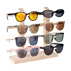2-Row 8-Slot Wooden Eyeglasses Organizer Display Stands&nbsp;ODIS-WH0070-76